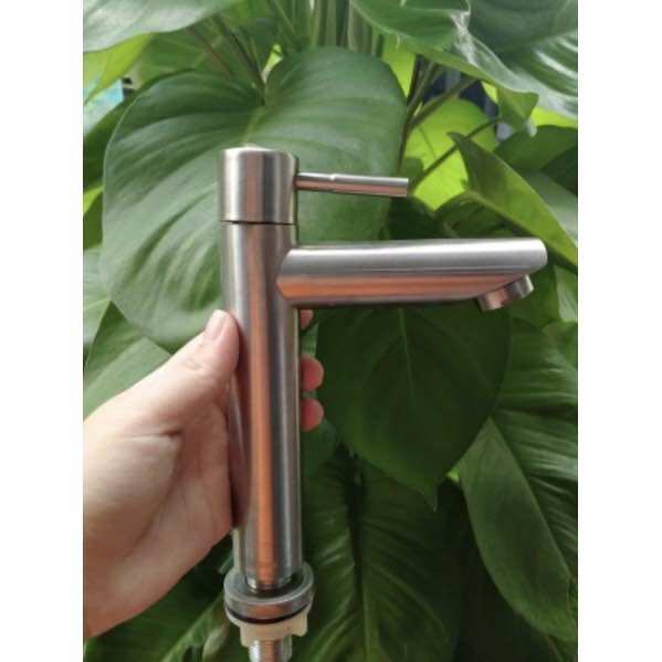 Vòi lavabo lanh inox mờ 304 cao cấp không gỉ