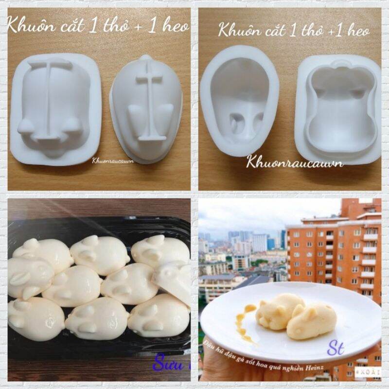 Set 2 khuôn silicon  cắt 1 thỏ , 1 heo size 6 cm