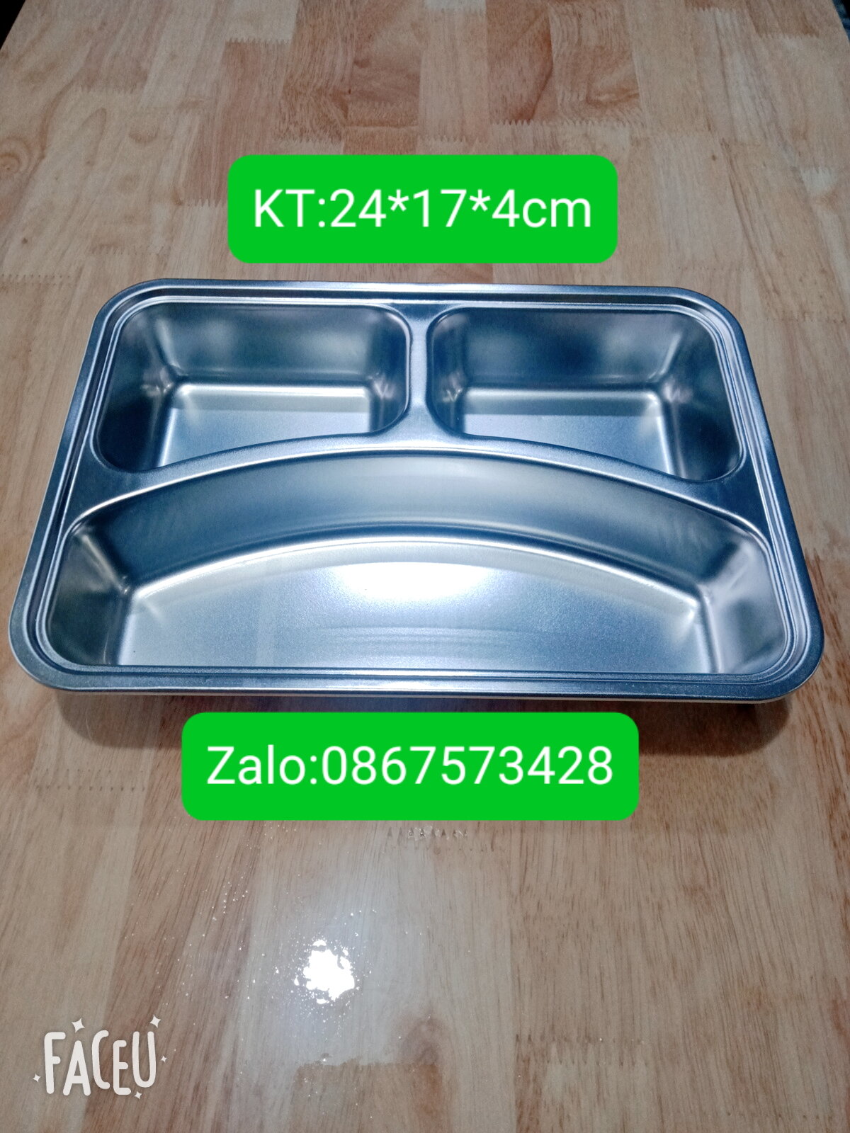 Khay cơm inox 3 ngăn dày Inox cao cấp