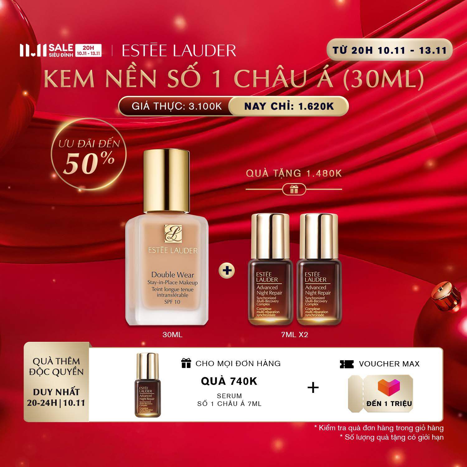 [ĐỘC QUYỀN 11.11] Kem nền lâu trôi Estee Lauder Double Wear Stay-in-Place Makeup SPF 10/PA++ - Found