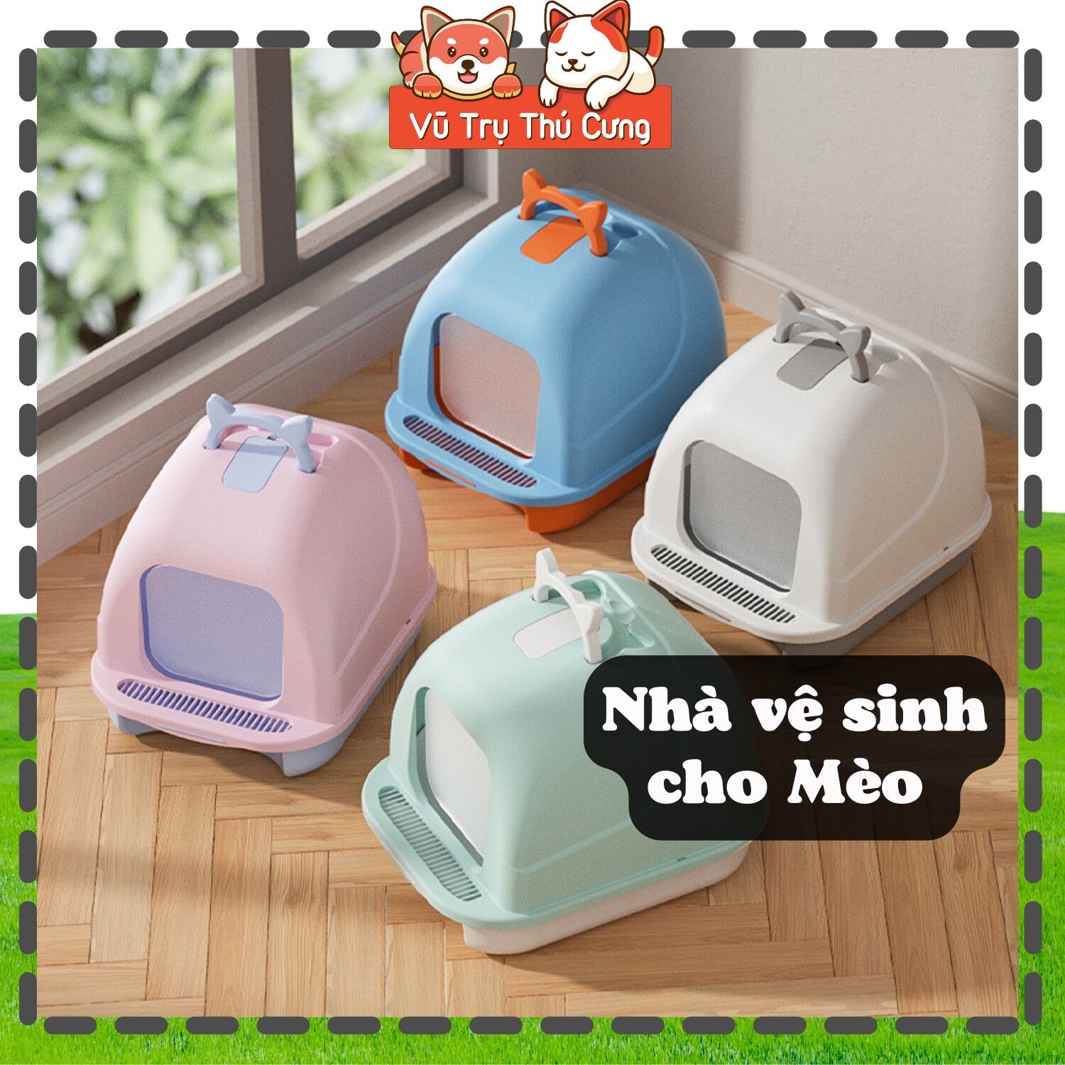 Nhà vệ sinh cho Mèo dạng kín, có cửa ra vào, hạn chế mùi hôi