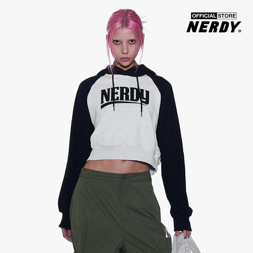NERDY - Áo hoodie nữ phom croptop Raglan PNEF23HD17-01