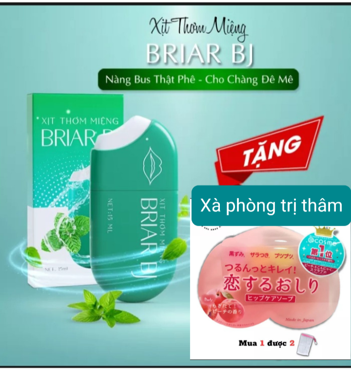Xịt Thơm Miệng Kháng Khuẩn Briar BjBuscu Mát Lạnh Vị Bạc Hà the mát tức thì 15ml Thanhmai90shop