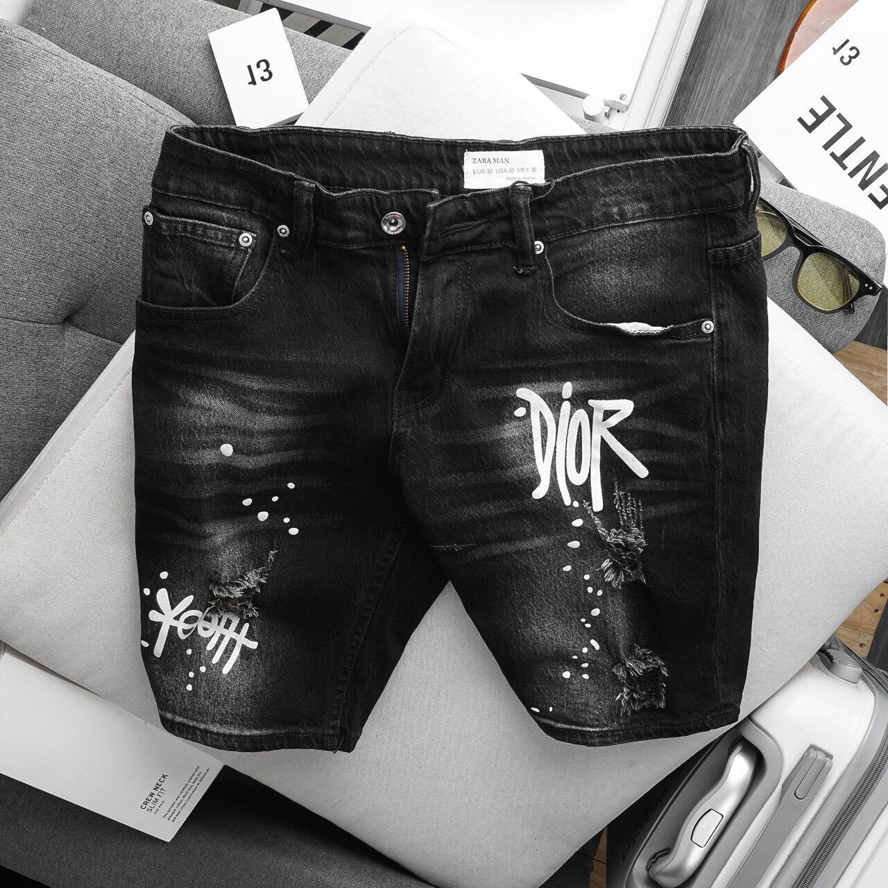 Quần short jean nam cao cấp jean co giãn dáng suông vnxk