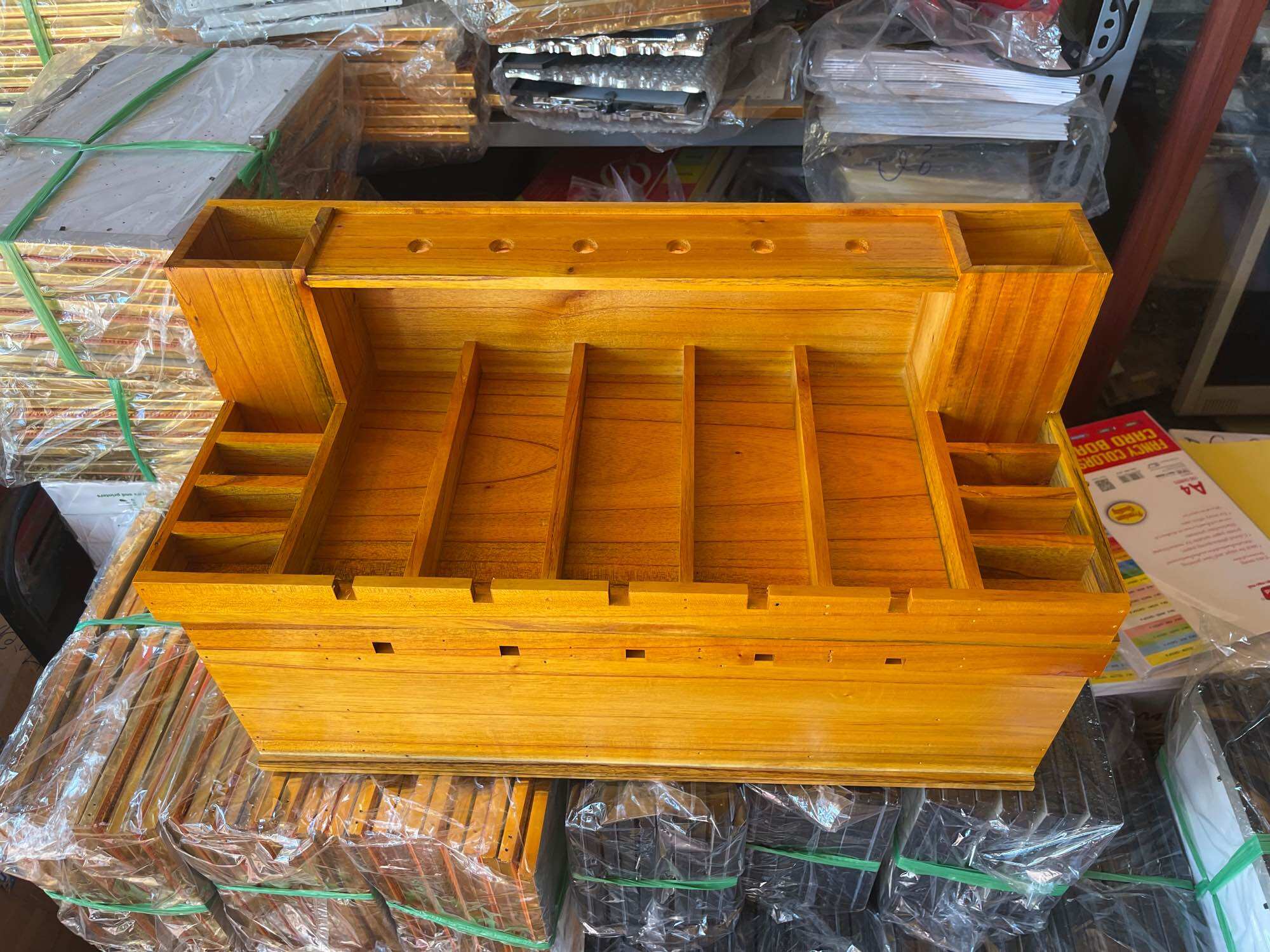 KHAY ĐỰNG TÔNG ĐƠ 2 ỐNG GỖ THÔNG