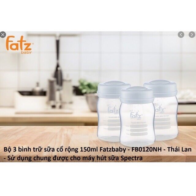 Bình trữ sữa 150ml (bộ 3 bình) Fatzbaby FB0120N