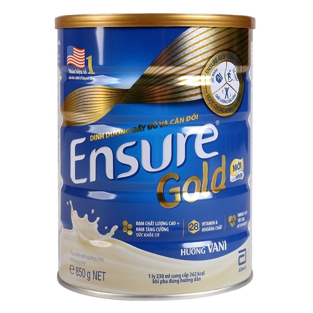Sữa Bột Abbott Ensure Gold HMB Hương Vani Hộp 850g