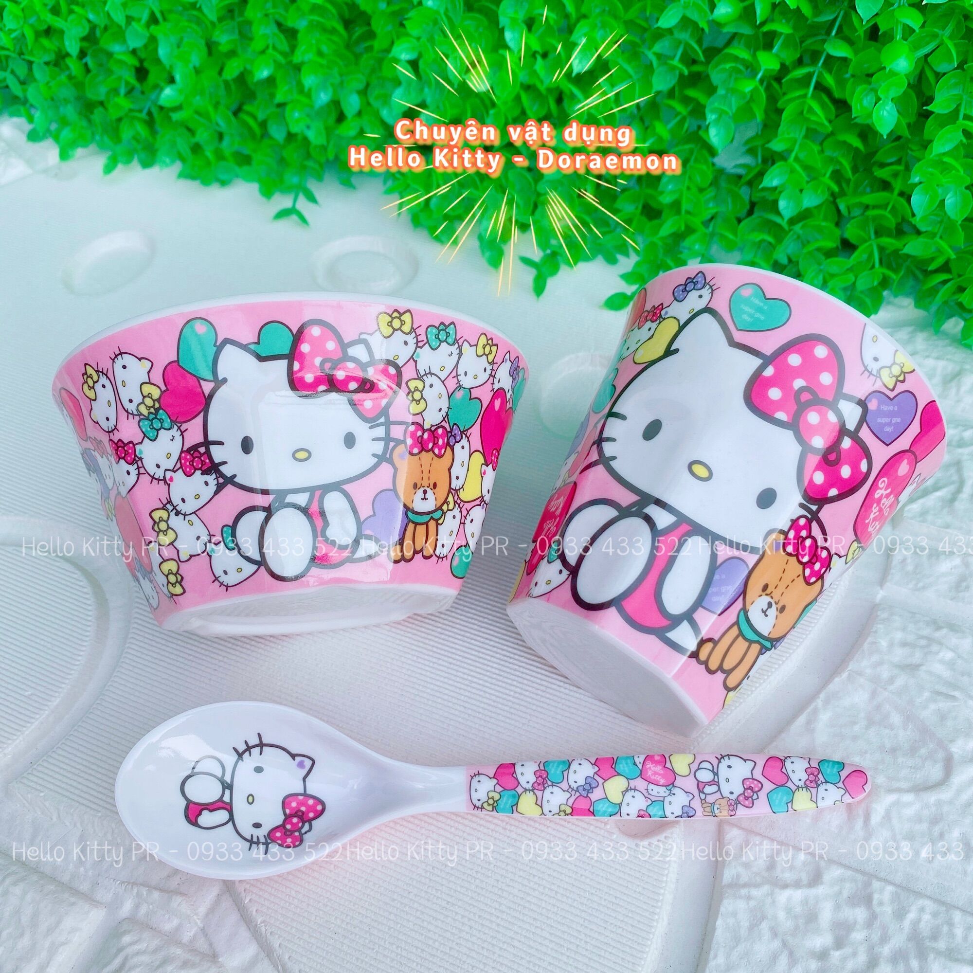 Combo chén ly muỗng Hello Kitty