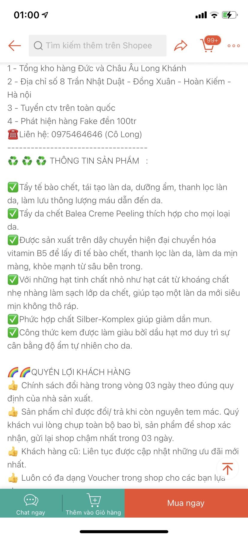 Kem Tẩy Da Chết /PEELING CREME BALEA (GERMANY)