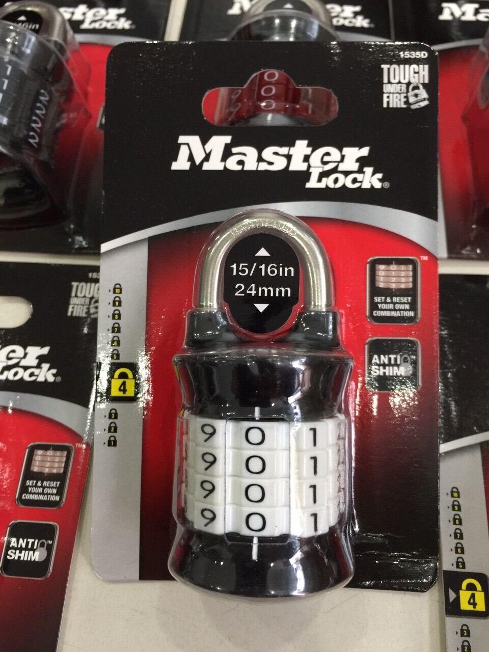 Ổ khóa 4 số master lock 1535 d thân kẽm có nhiều màu - msoft
