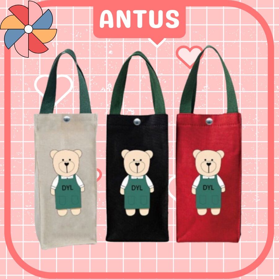 Túi đựng bình nước, bình giữ nhiệt canvas - Túi Gấu size to đựng bình dưới 1.5L