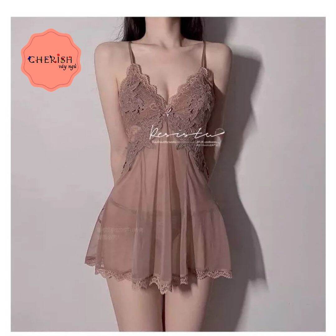 M108)[ Hàng đẹp ] Váy ngủ sexy lụa mềm mịn cao cấp Đầm mặc nhà gợi cảm  quyến rũ ( cherishvayngu ) | Lazada.vn