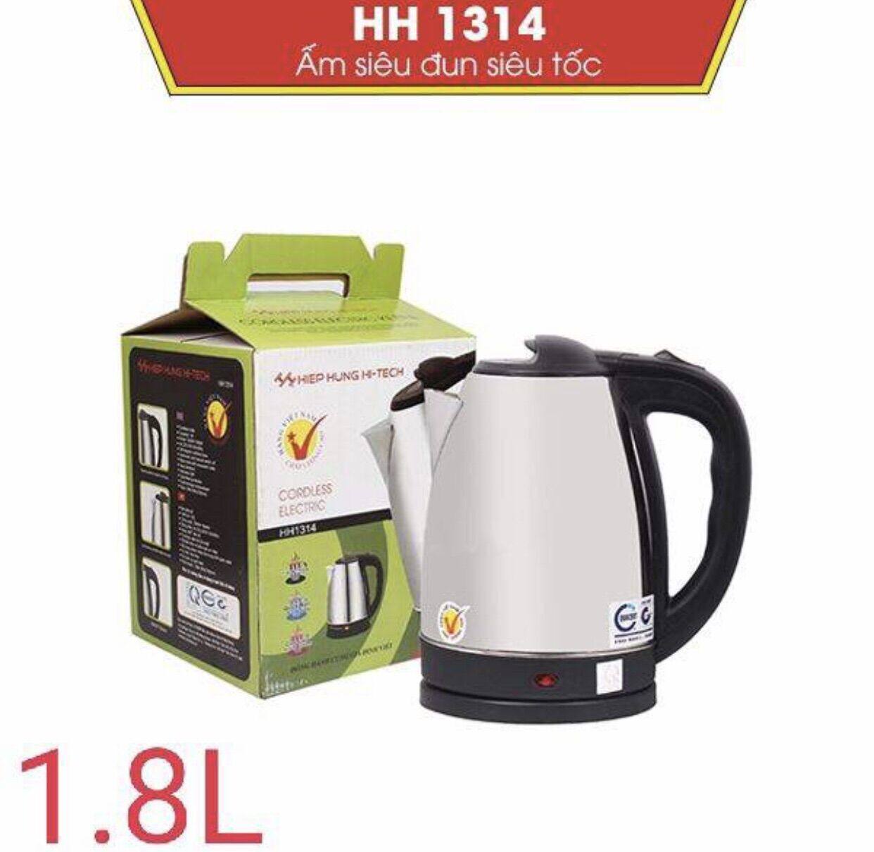 Ấm Siêu Tốc 1.8L đến 2.2L, ấn vào chọn size, hàng VN chất lượng cao