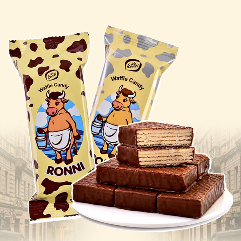 Bánh Quy Wafer Sô Cô La Hình Hoa Bò Sữa Nhãn Hiệu Konti Kangji Nhập Khẩu NGA Đồ Ăn Vặt Sữa Bò 500G