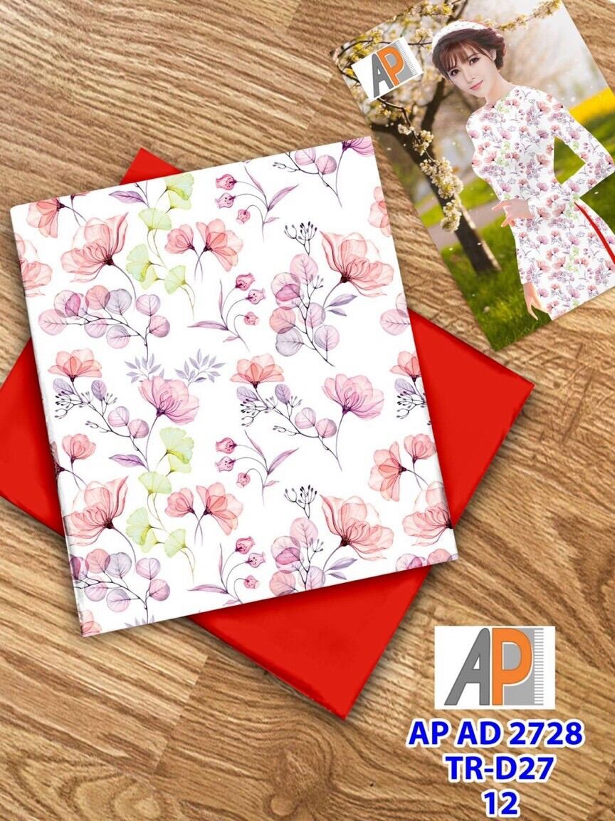 Vải áo dài in hoa đều thân áo