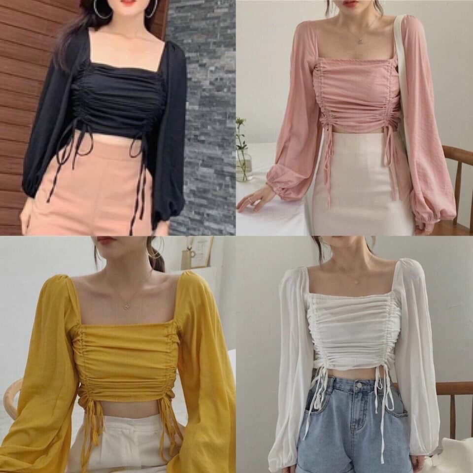 ÁO KIỂU KATE LỤA ĐẸP RÚT DÂY HAI BÊN FORM 50 KG TRỞ LẠI