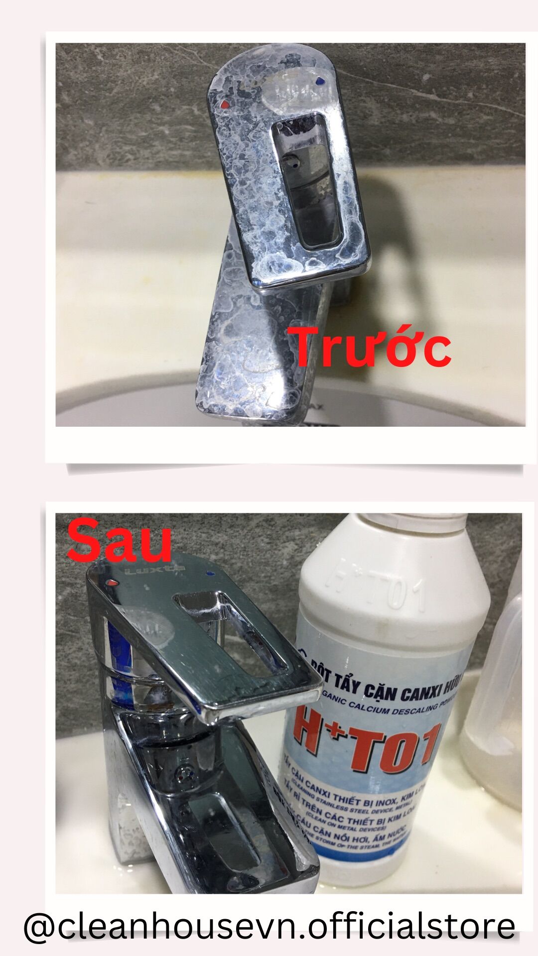 Bột tẩy cặn canxi hữu cơ HT01. Vệ sinh dọn dẹp