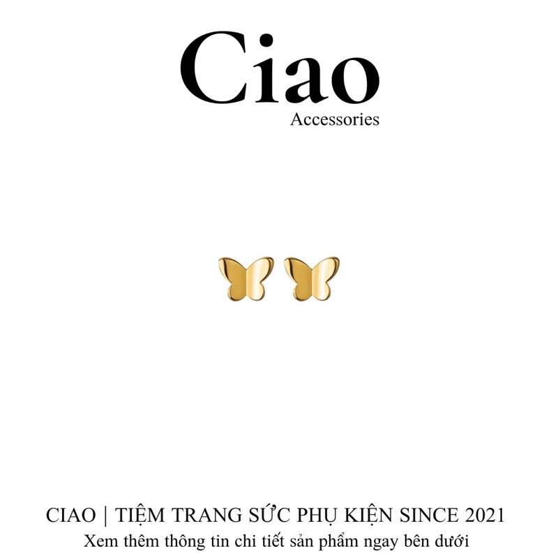 Khuyên tai, bông tai mạ bạc S925 thiết kế xinh xắn Butterfly Tiny Ciao