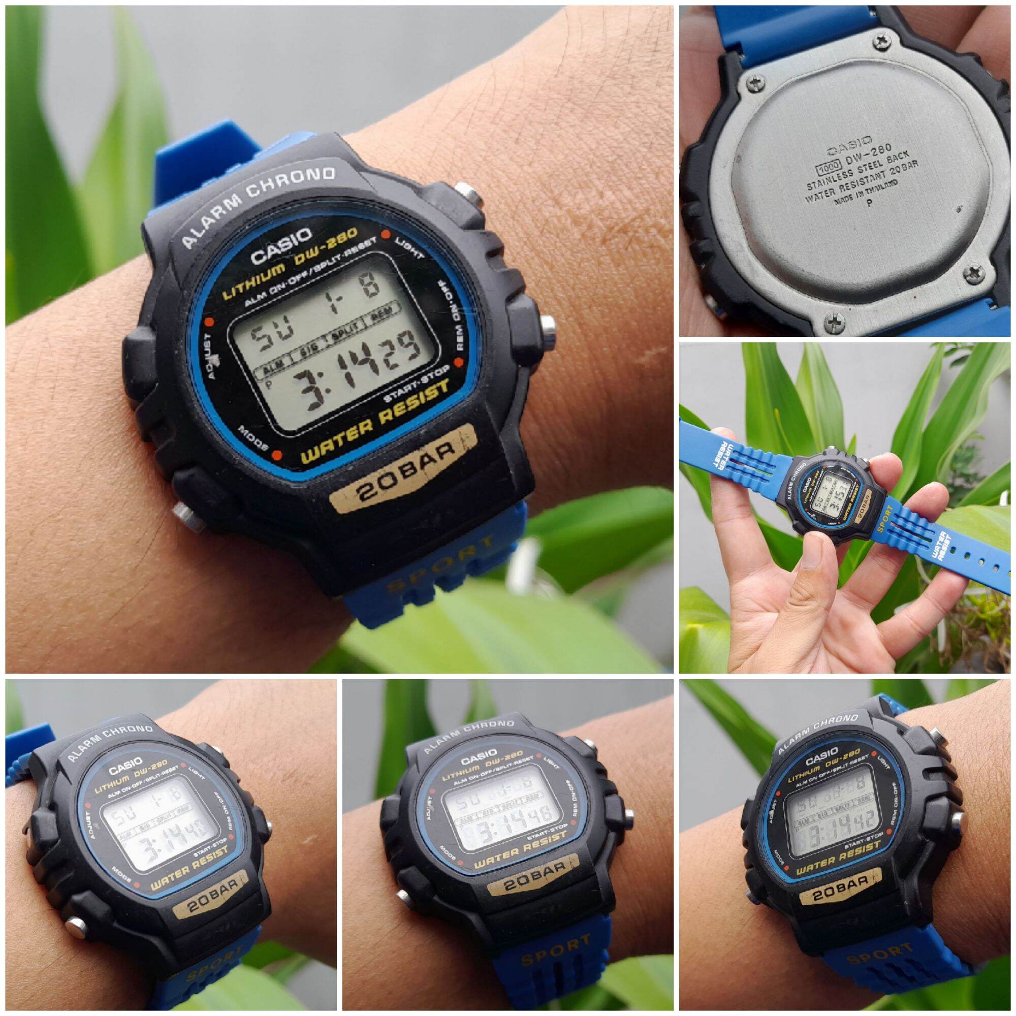 Đồng hồ Casio DW-280 , dây xanh siêu đẹp mới
