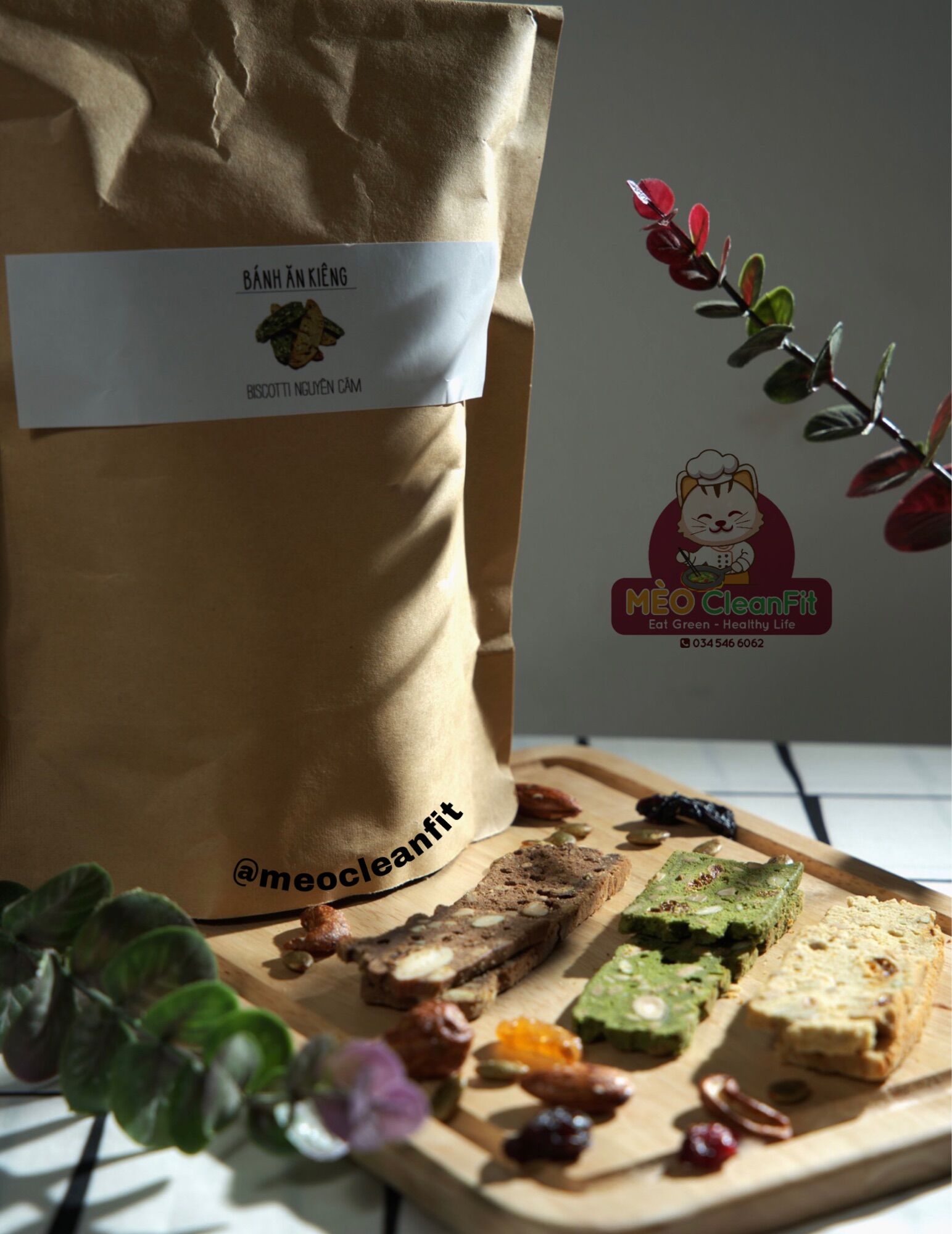 Bánh Biscotti Nguyên Cám Ăn Kiêng Không Đường Giảm Cân 250gr