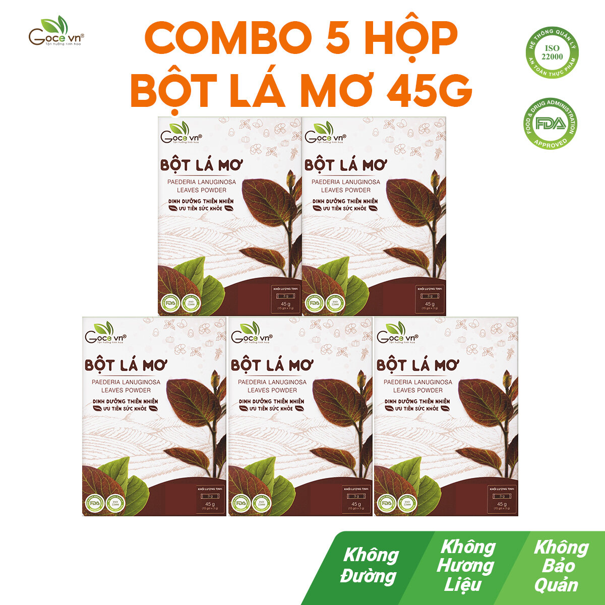 Combo 5 hộp Bột lá mơ nguyên chất Goce ST - 5x45g