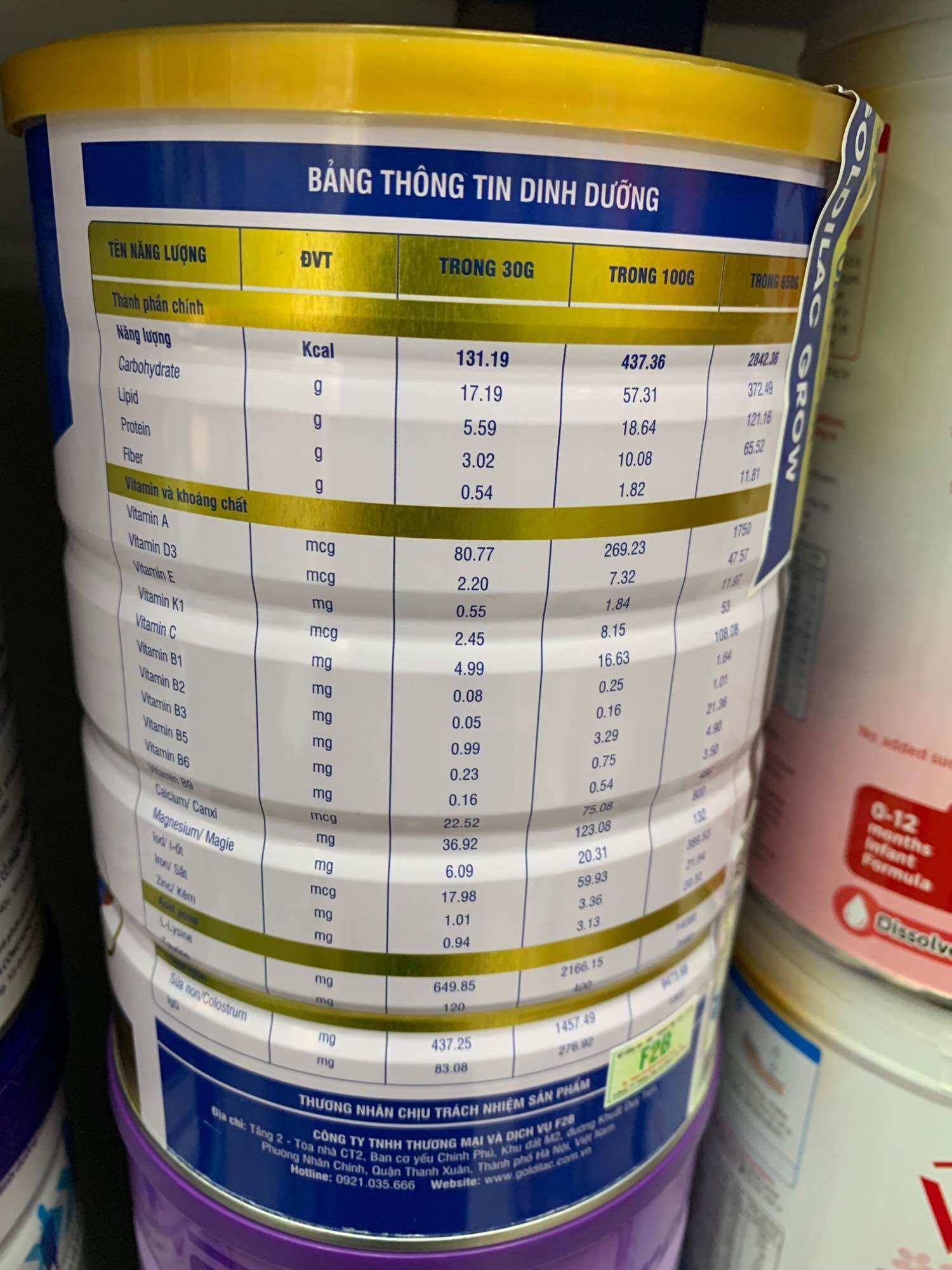 Sữa non Goldilac Grow 650g date mới