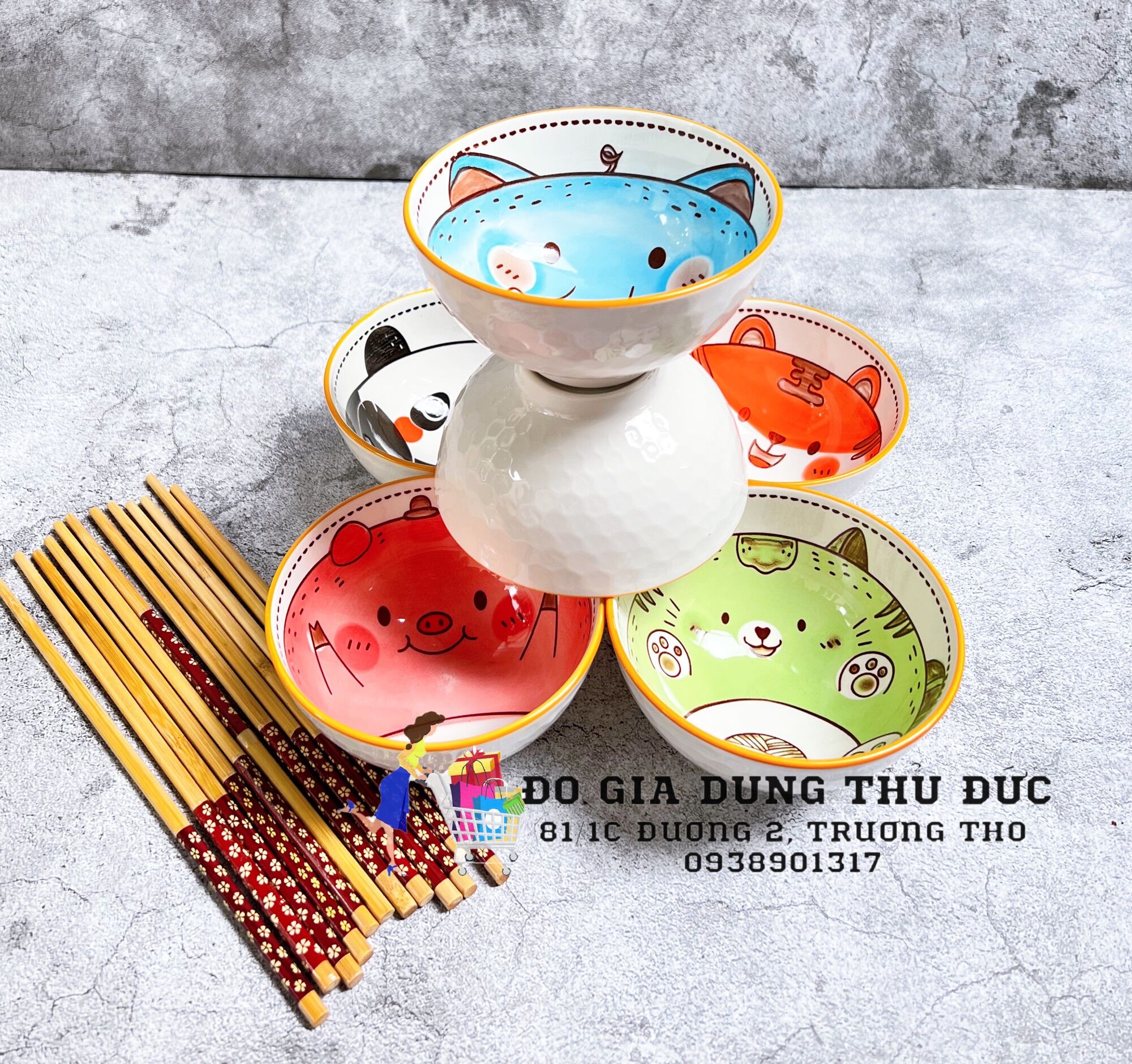 Bộ 6 chén có hộp kèm 6 đôi đũa sang trọng