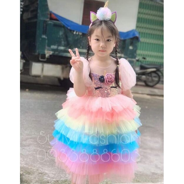 Đầm công chúa pony cầu vồng cho bé [ Tặng cài ] [ Hàng sẵn [ HCM]
