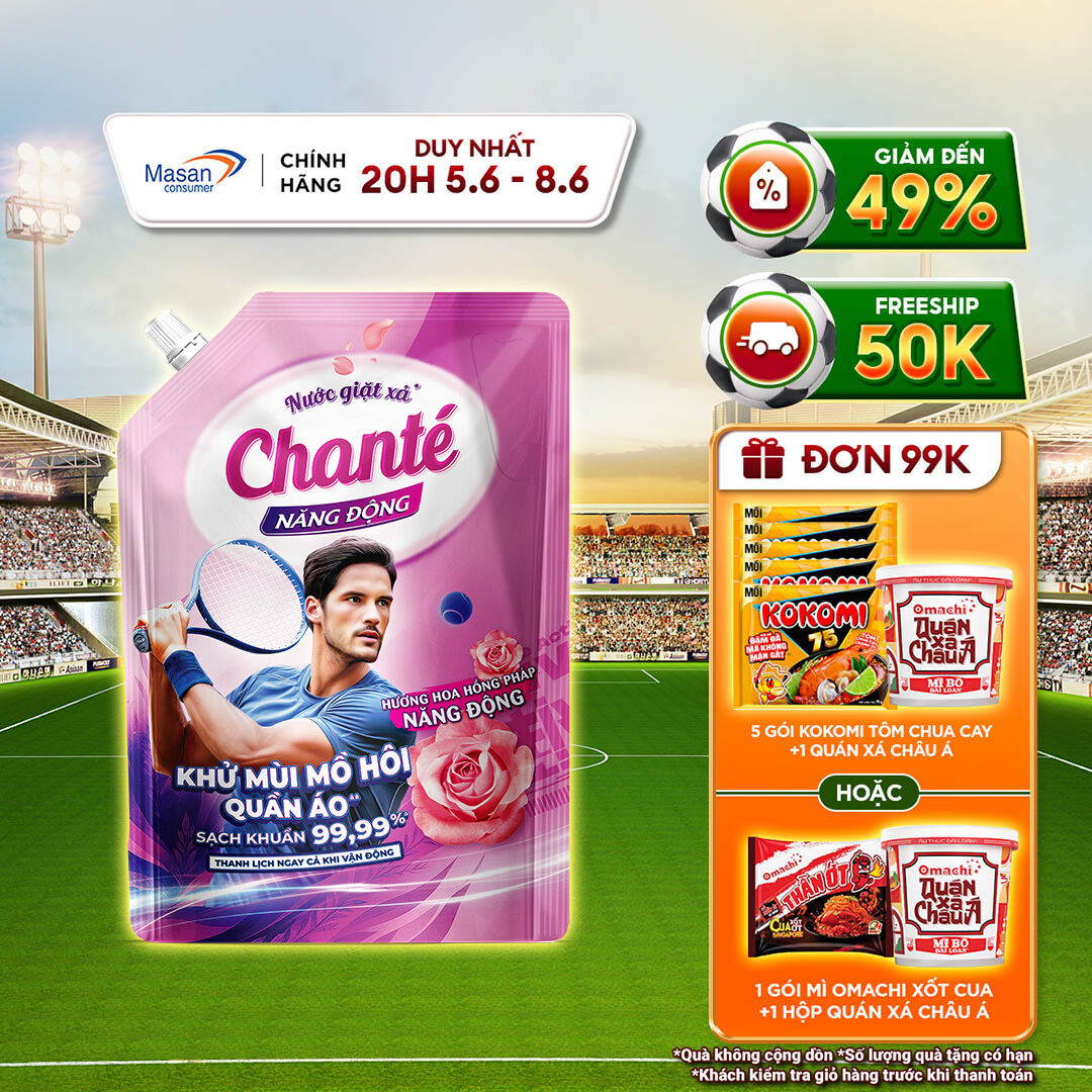 Nước giặt xả Chanté Active cao cấp 8 trong 1 túi x 3.2kg