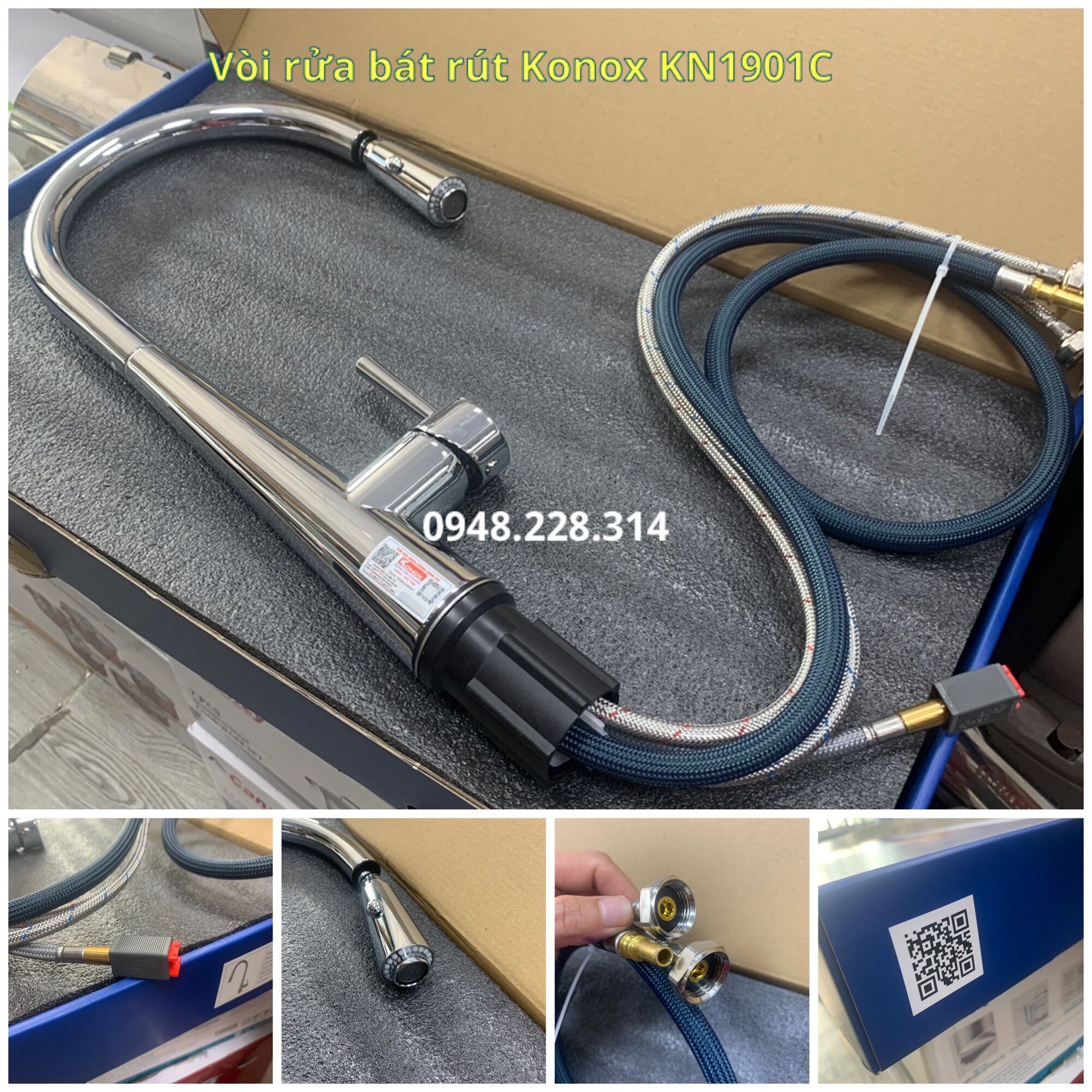Vòi rửa bát rút Konox KN1901C