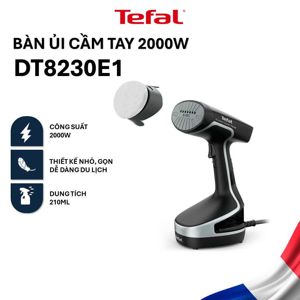 Bàn ủi hơi nước cầm tay tefal dt8230e1 - 2000w