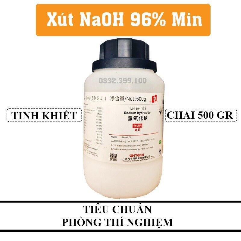 Xút tinh khiết naoh thí nghiệm ,làm mỹ phẩm, xà phòng,...vv chai 500gram