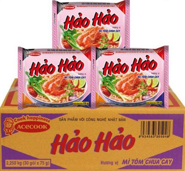 Thùng 30 gói mì HẢO HẢO tôm chua cay 75g