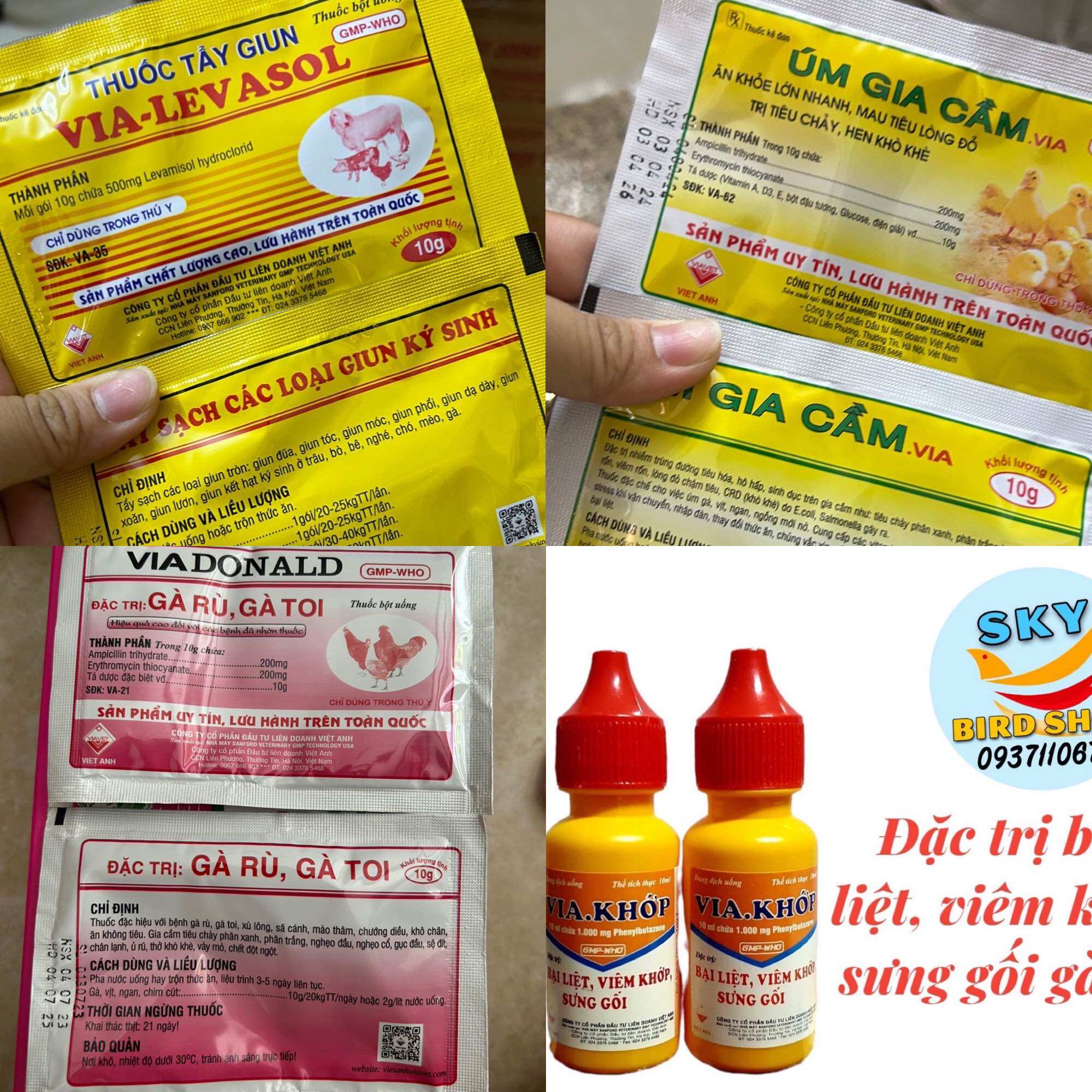 Via donald cho gia cầm , chim cảnh trị rù, xù lông tiêu chảy 9k/ gói 10g