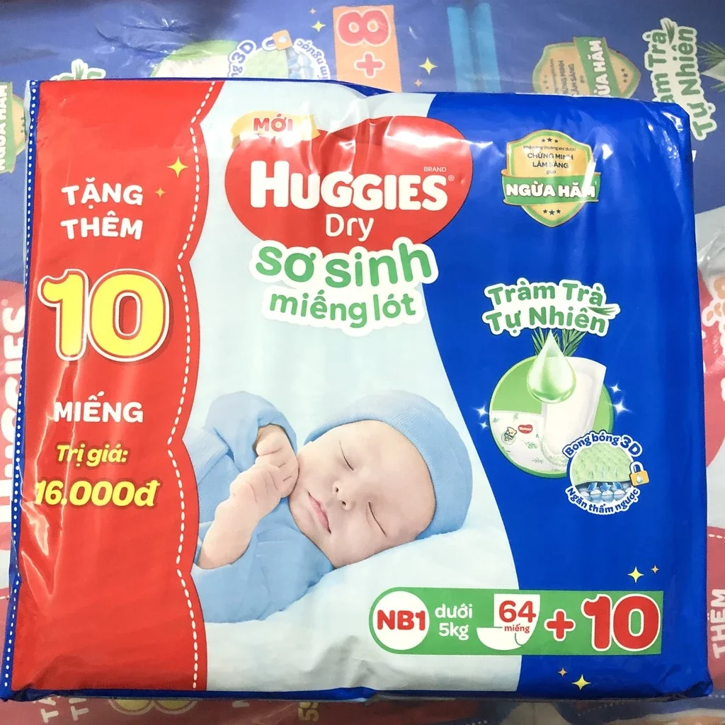 Miếng lót sơ sinh Huggies Newborn 1 64+6 miếng