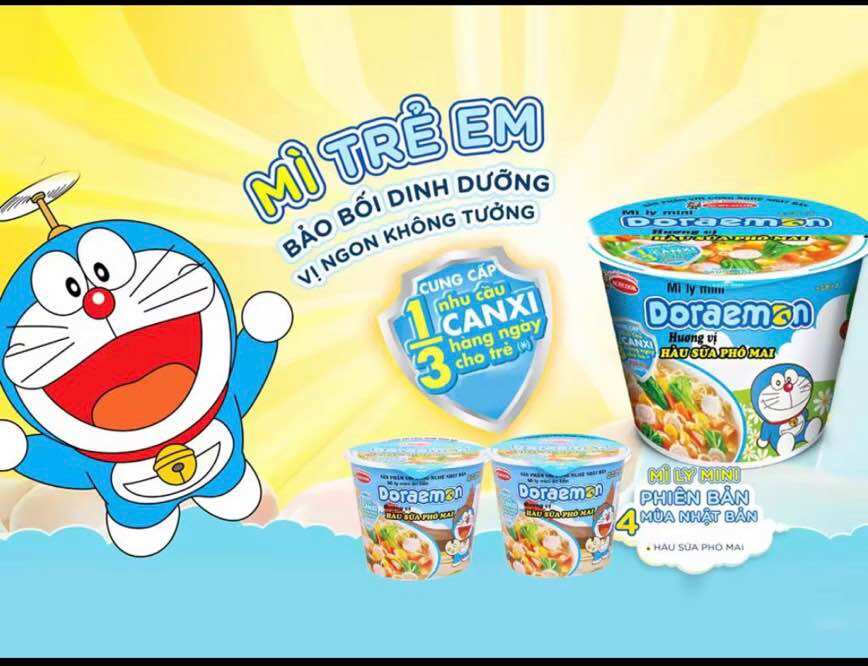 Mì Ly Mini Doraemon Hàu sữa Phô Mai 48g THÙNG 6/ 12 Ly