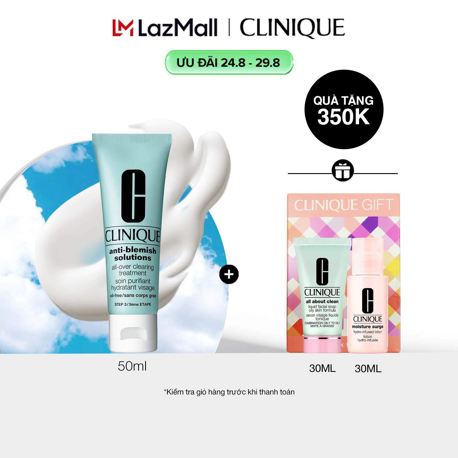 Kem dưỡng ẩm hỗ trợ kiểm soát mụn Clinique Anti-Blemish Solutions All Over Clearing Treatment Oil-Free 50ml