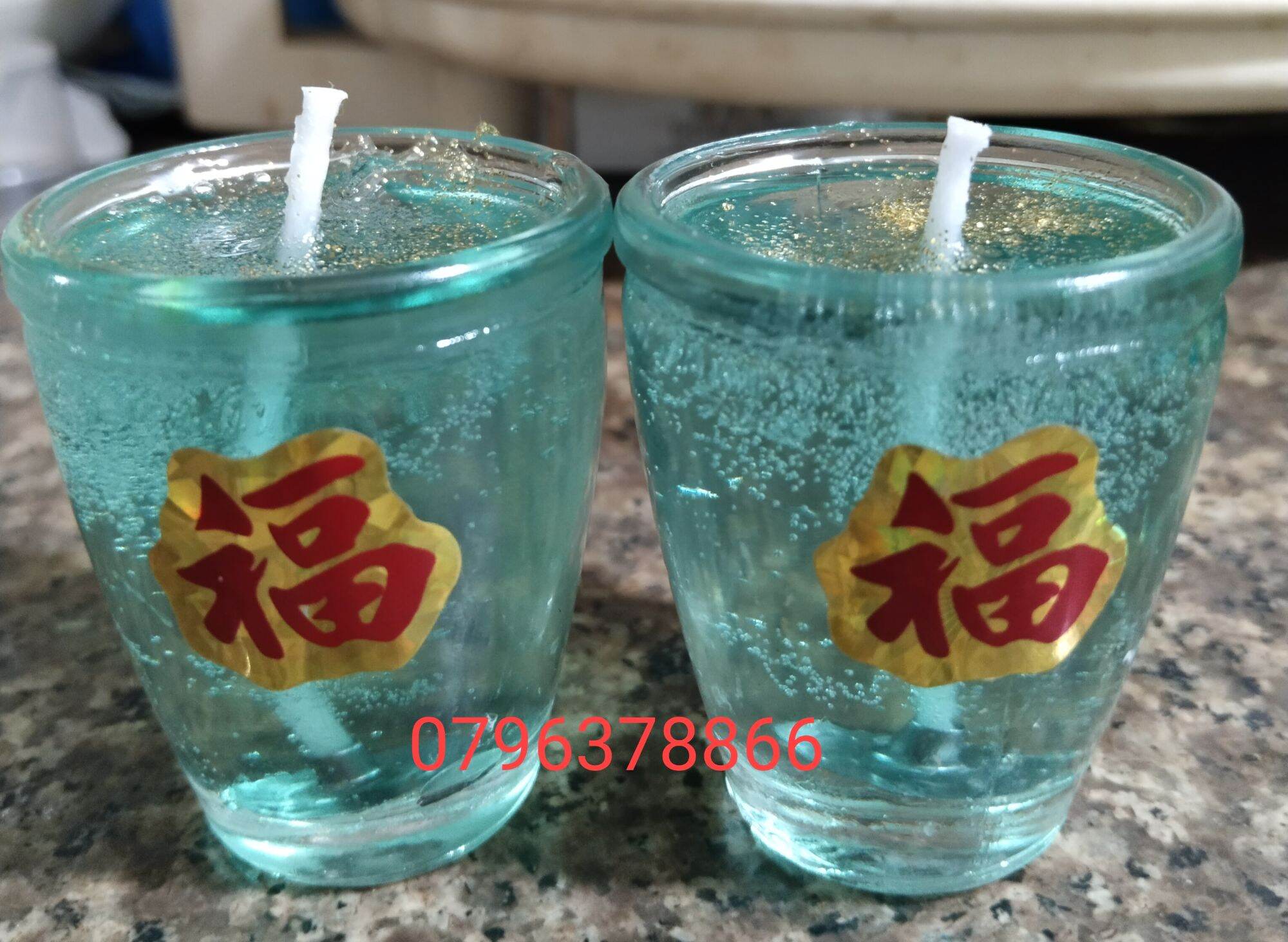 Hộp 12 ly đèn cầy ly bầu xanh