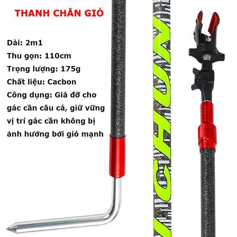 Gác Cần Chống Gió dài 2m1 cacbon cao cấp