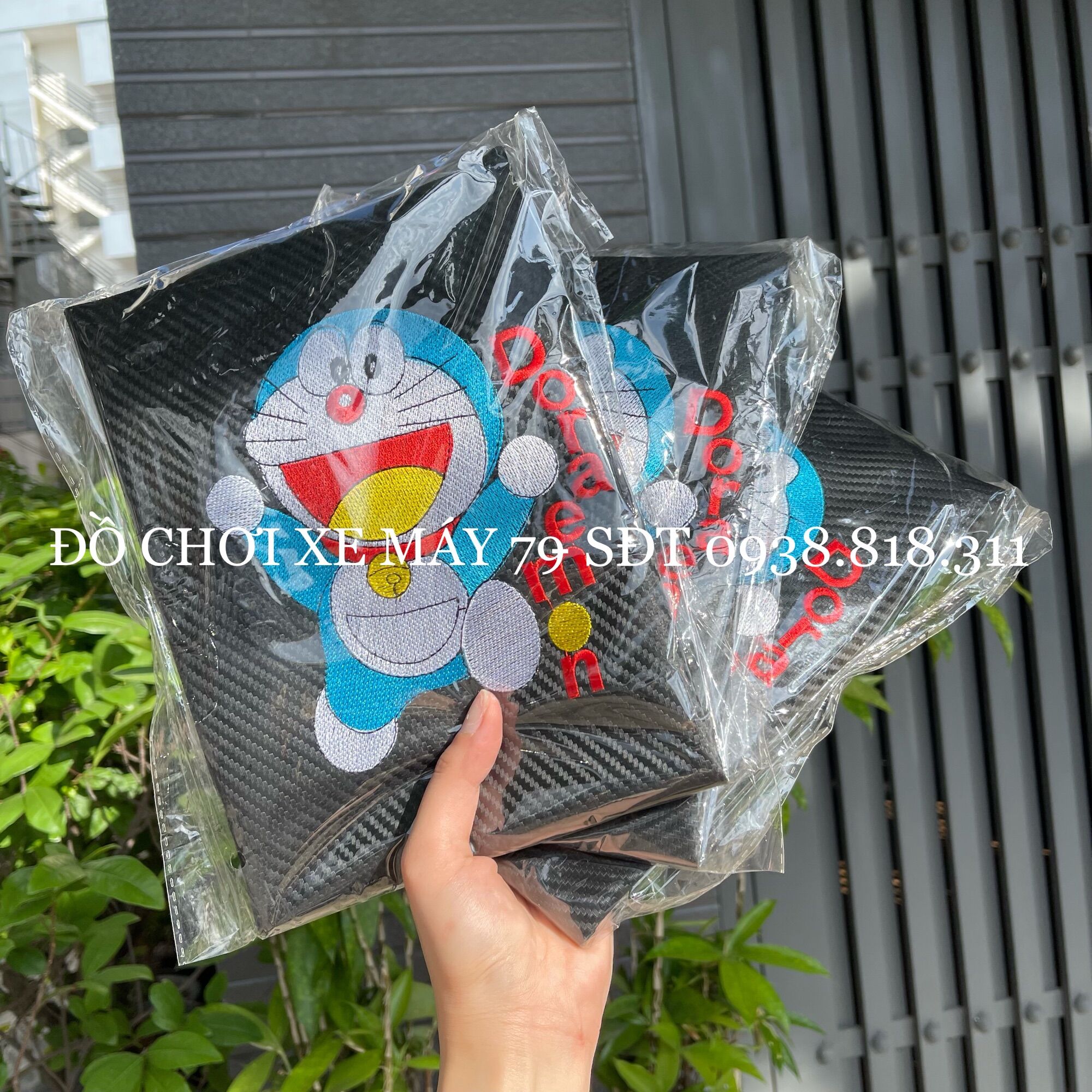 Da yên thái thêu carbon hình Doraemon