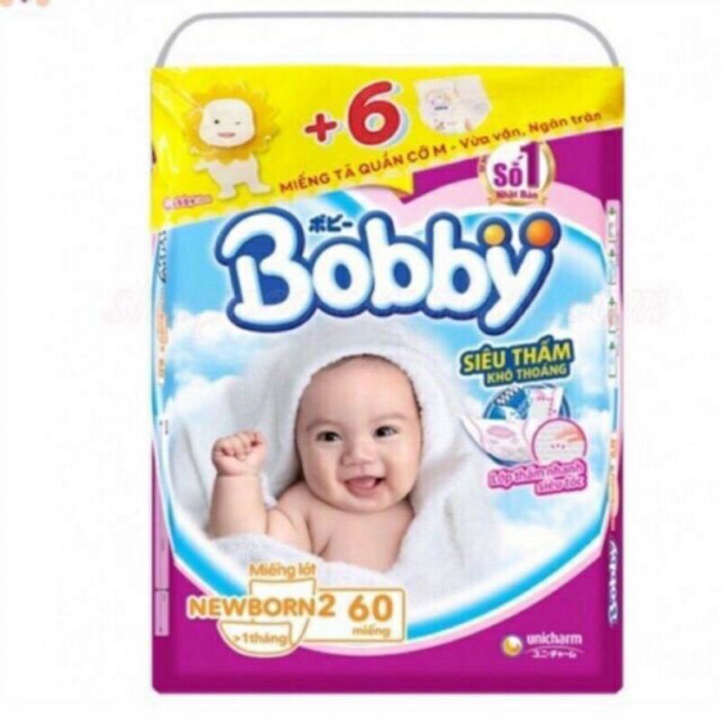 [TẶNG 6 MIẾNG] tã dán bobby sx70+6/S80+2/ newborn2-60+6/ s56+6
