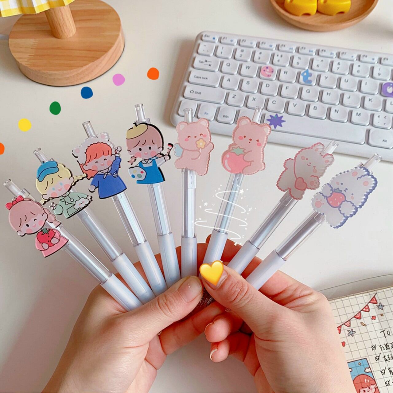 Bút bi dễ thương nhà cá sấu ⚡️siêu kute⚡️ bút bi hình cô gái gel mực đen 0.5mm