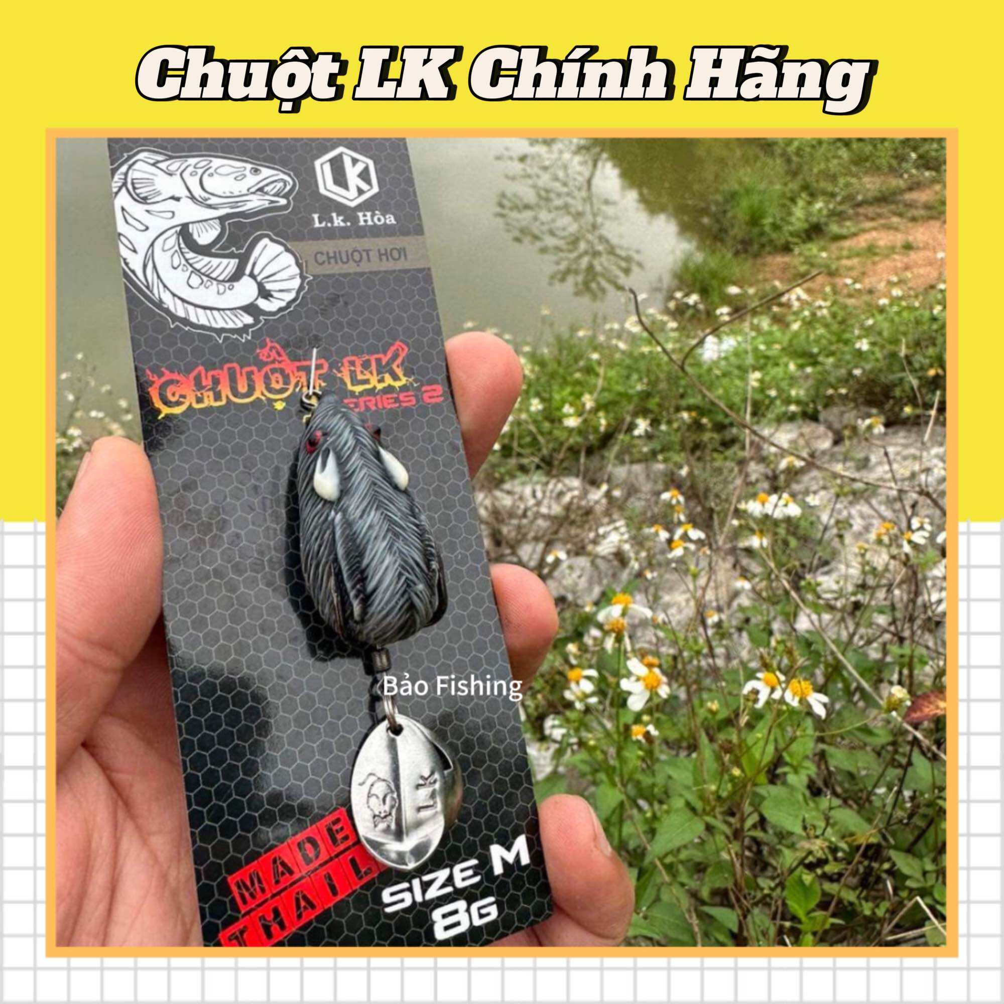 Mồi câu lure chuột lk hoà chính hãng nổi mini 7g, nổi mập 8g, bản lửng 12g, siêu nhạy cao su xịn, 2 thìa action mạnh, mồi câu cá
