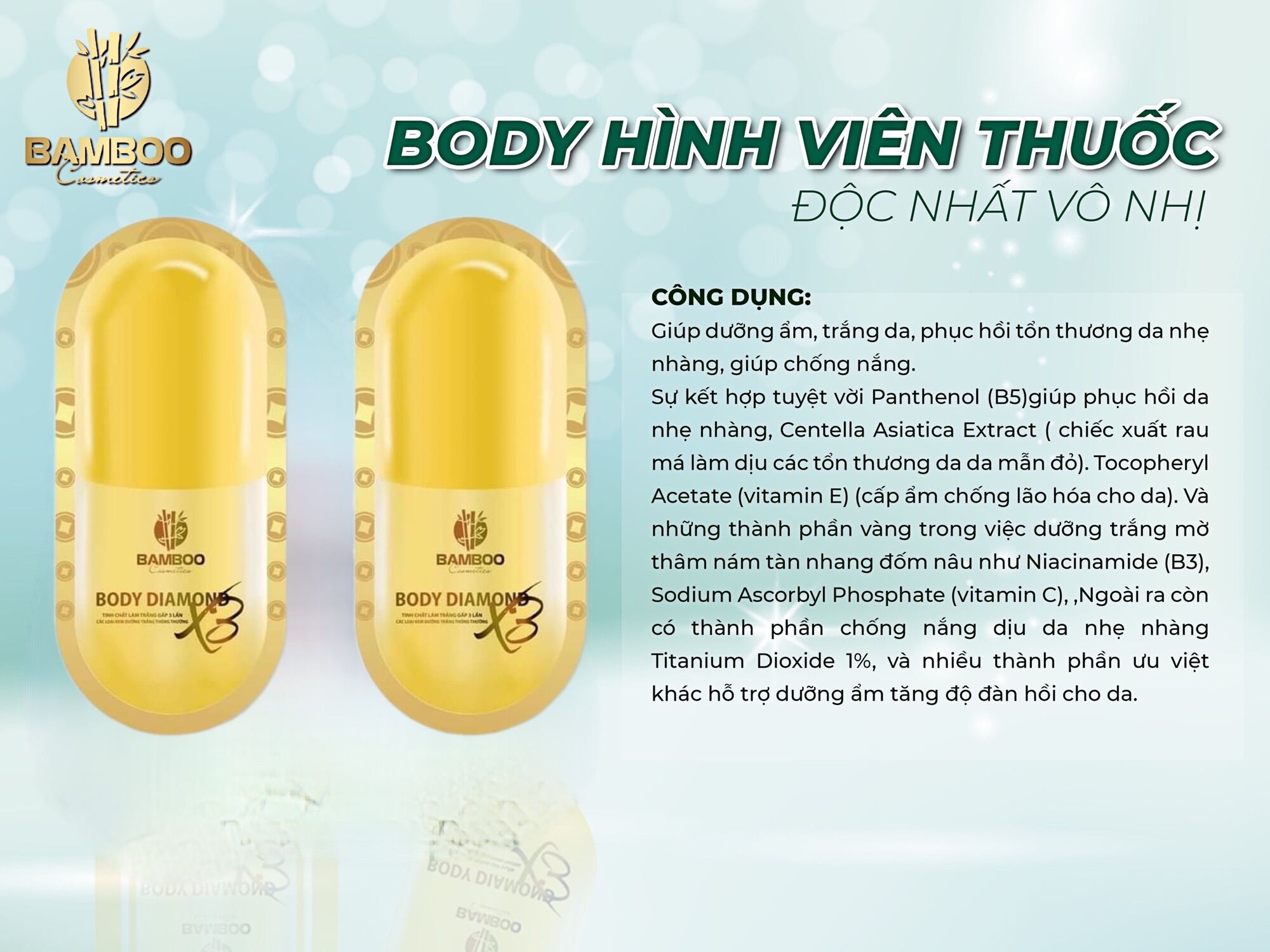 Kem Test Body Diamond BAMBOO- Trắng Nhanh trong 7 ngày