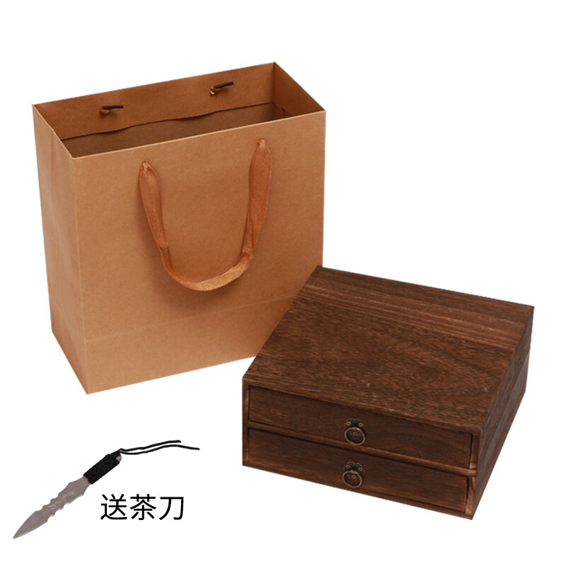 Pu'er Tea Caddy Wood Brick Tea Box Packing Boxes Tea Box Drawer-Type Multilayer Tea-Allocating Tray Brick Tea Box Brick Tea Cabinet