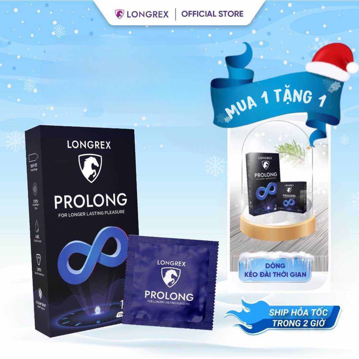 Bao cao su kéo dài thời gian Longrex Prolong siêu mỏng , nhiều ɡel bôi trơn hộp 10c hàng Việt Nam