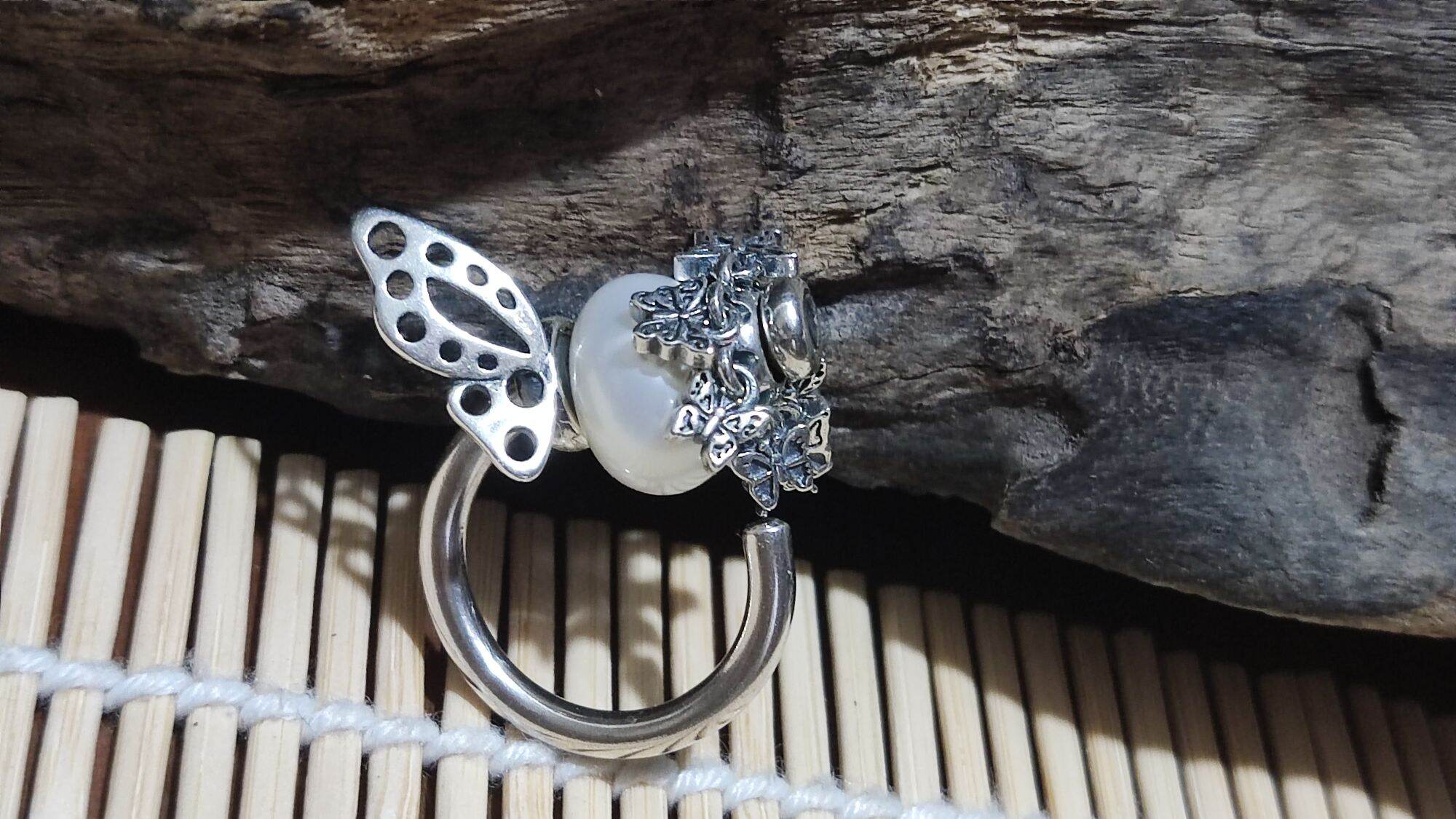 GauBee Charm bạc 925 nhẫn đinh trơn