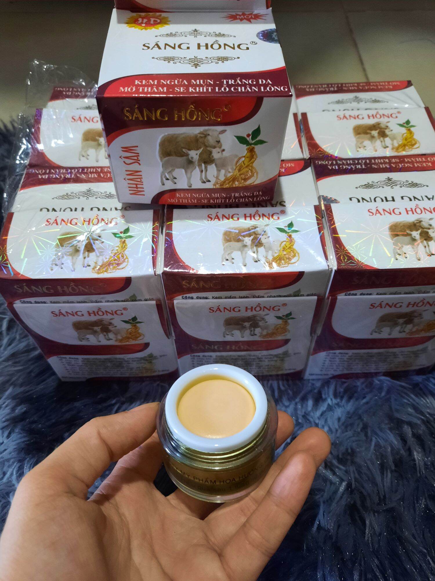 Kem ngừa mụn trắng da Sáng Hồng