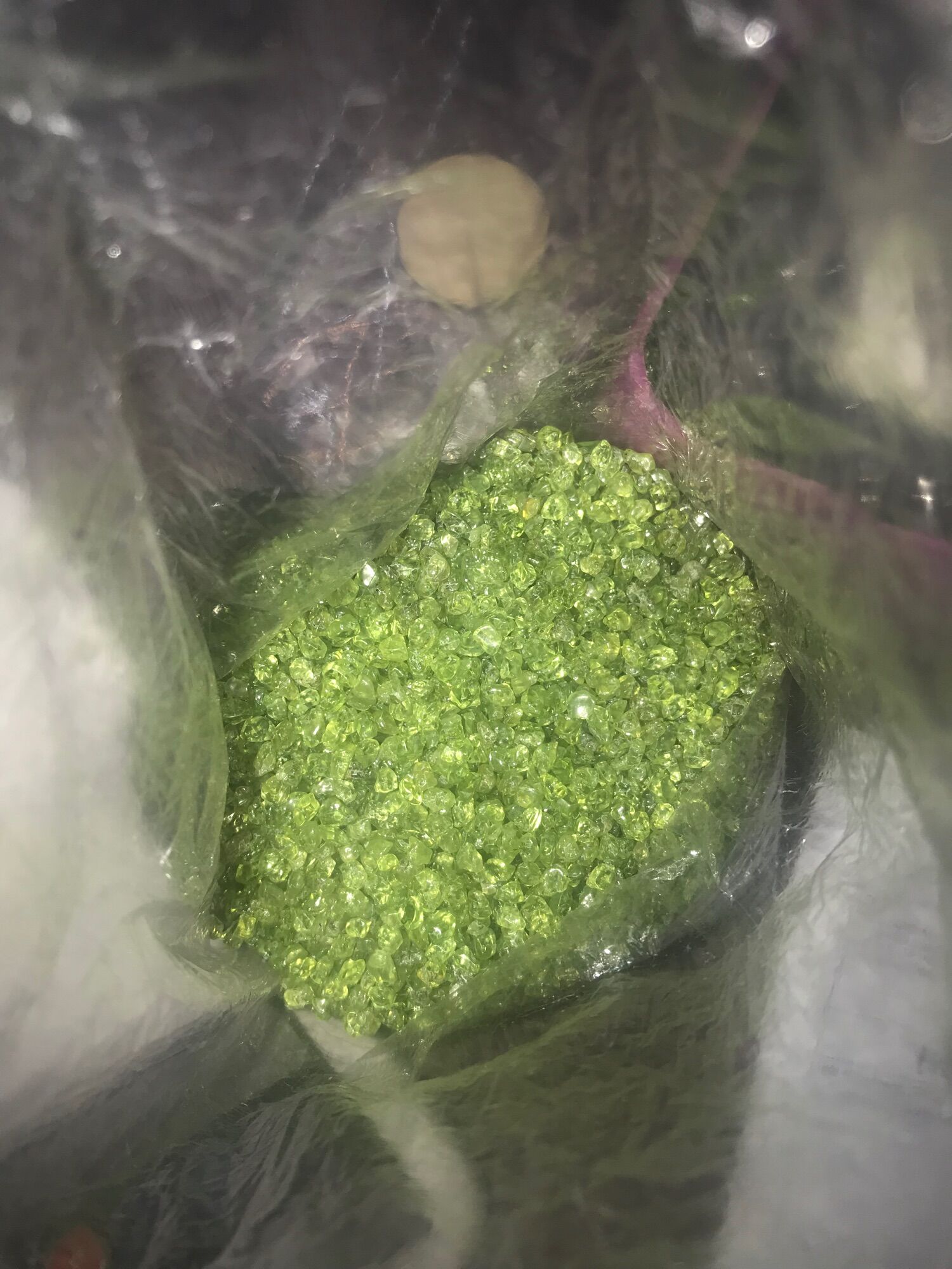 Túi 30/50/100gam đá thanh tẩy Peridot vụn bóng
