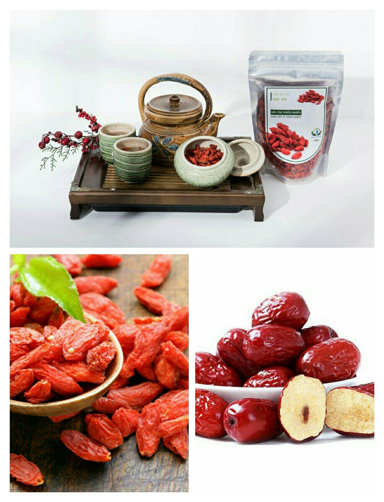 Combo 500g hạt kỷ tử + 500g táo đỏ